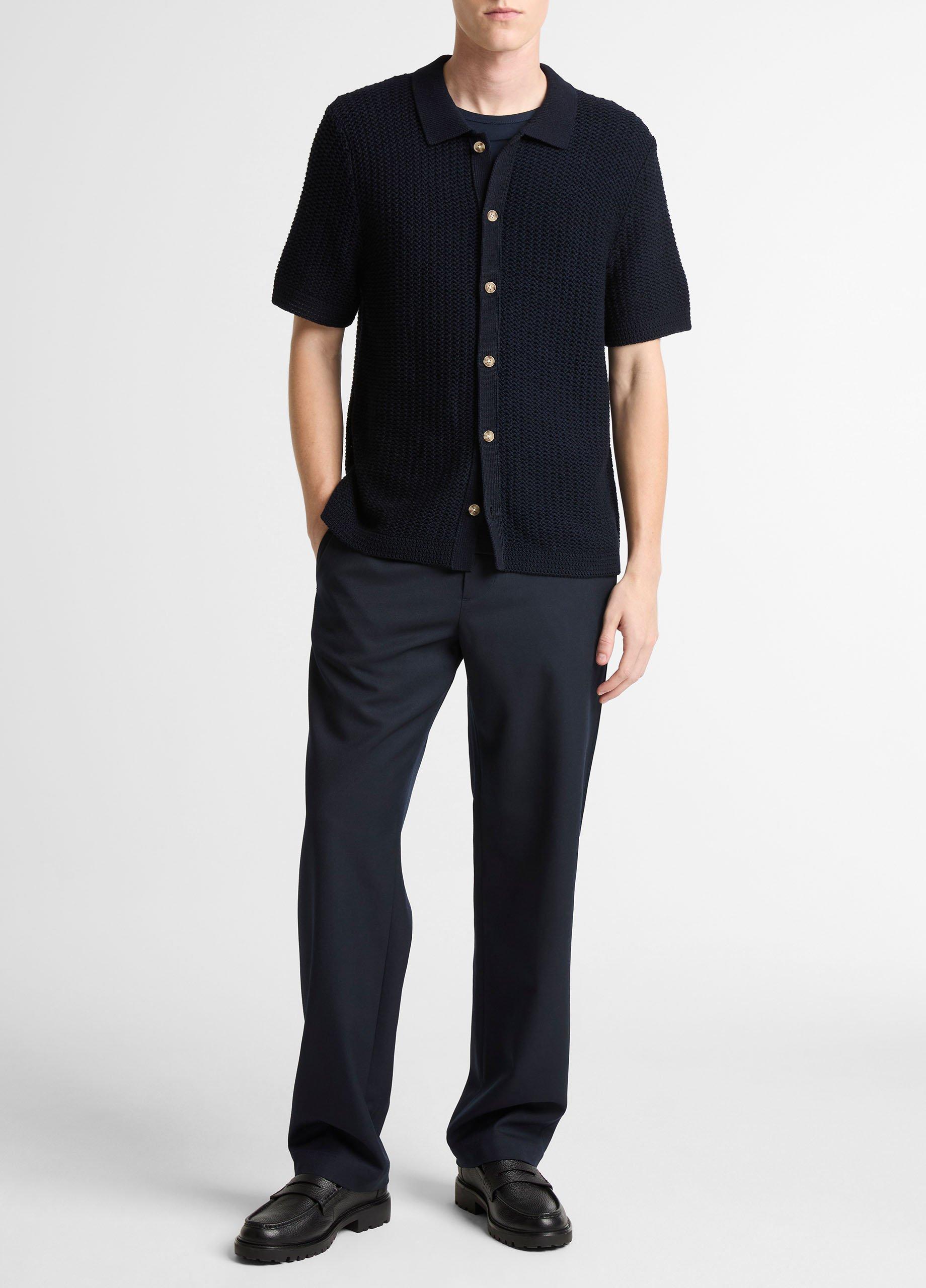 Cotton Crochet Button-Front Shirt image number 3