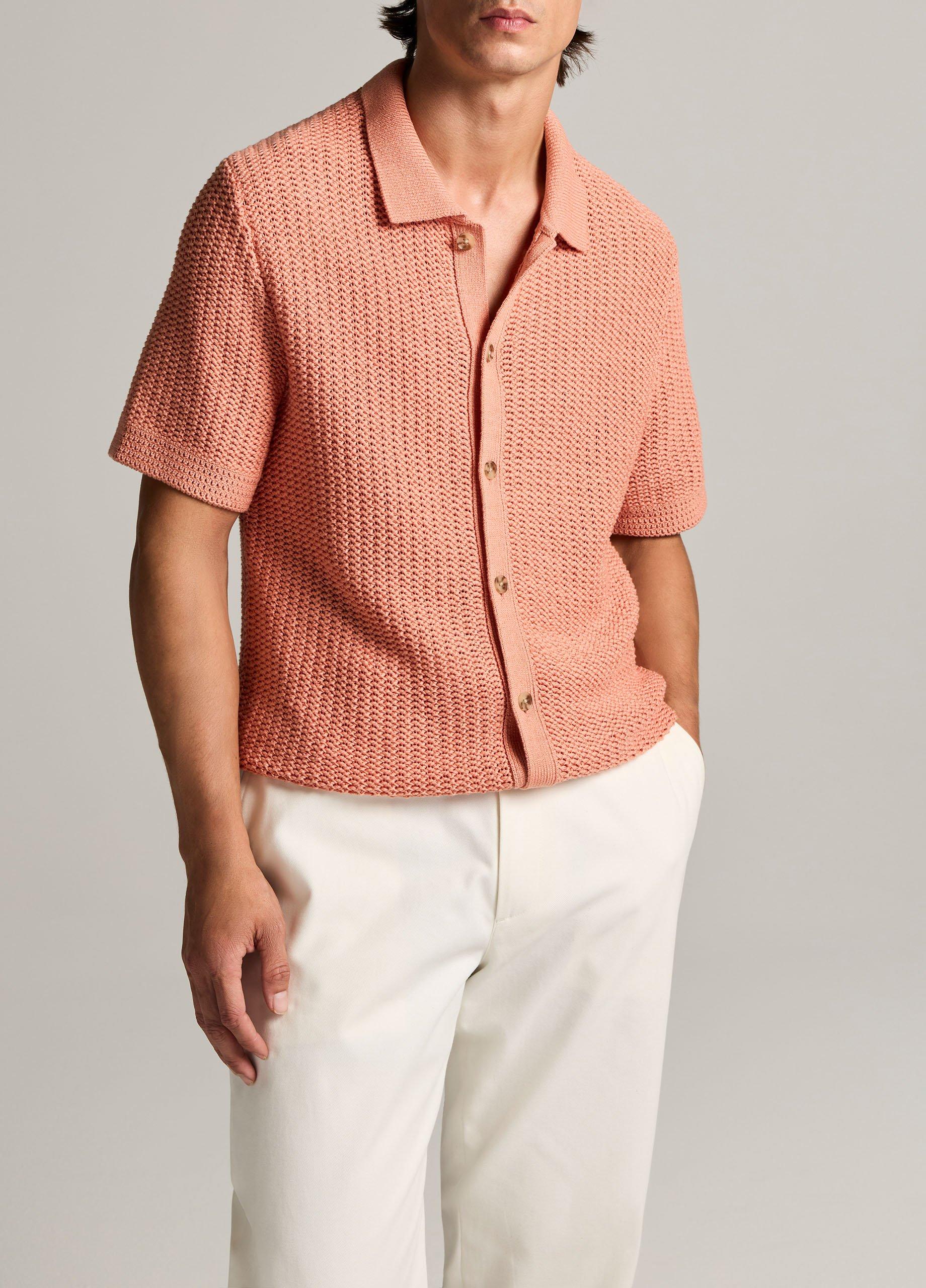 Cotton Crochet Button-Front Shirt image number 0