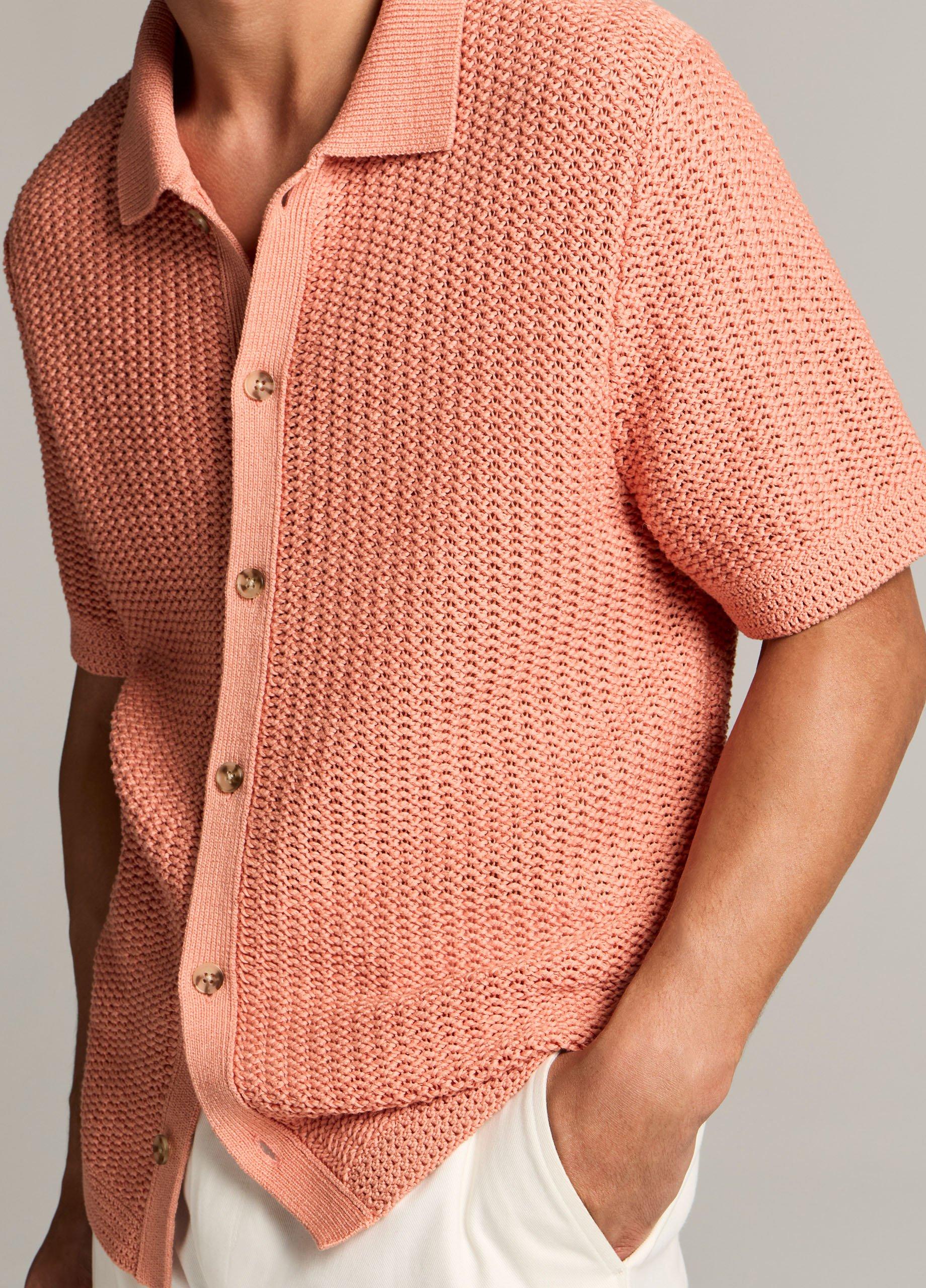 Cotton Crochet Button-Front Shirt image number 1