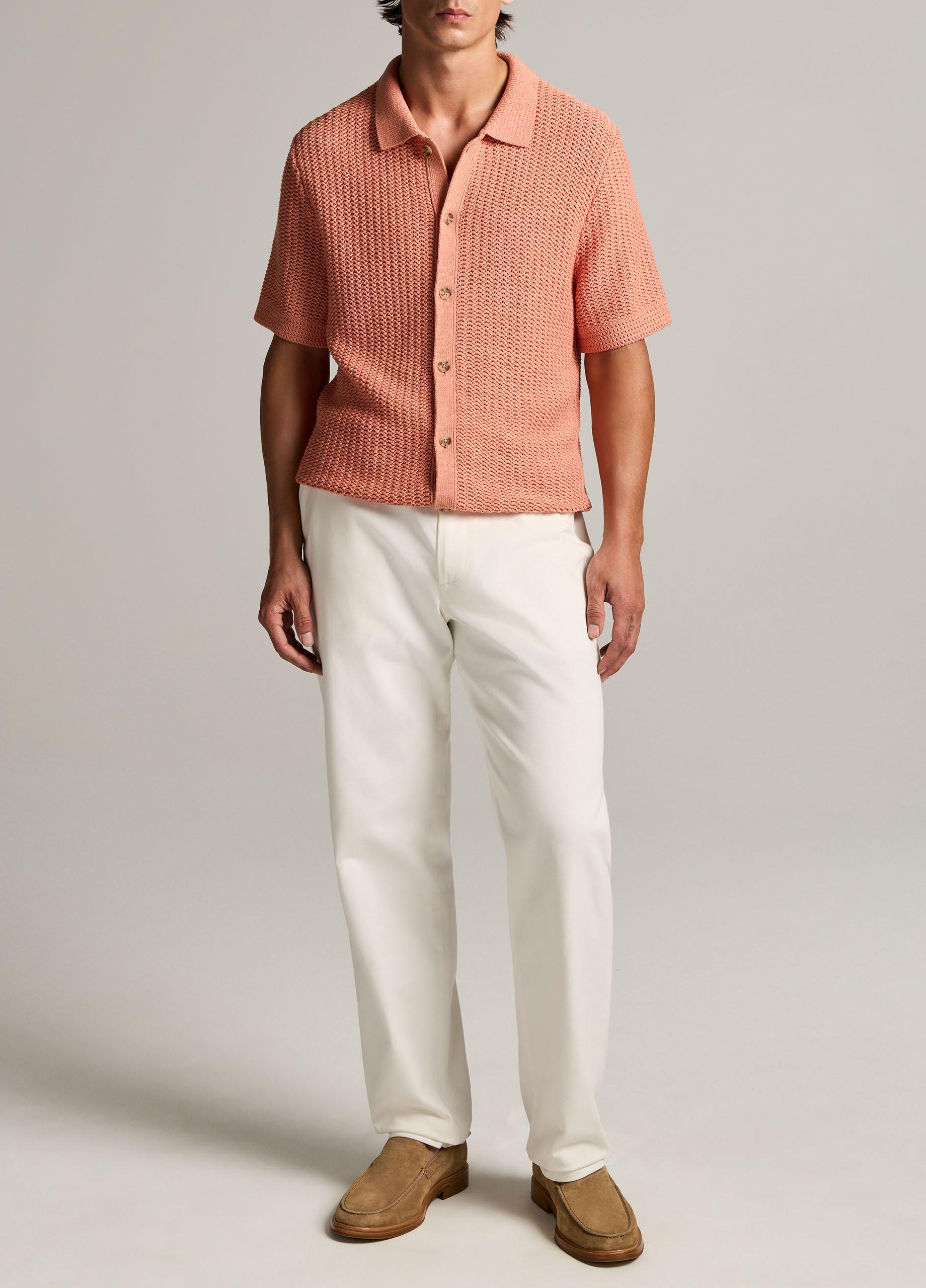 Cotton Crochet Button-Front Shirt image number 3