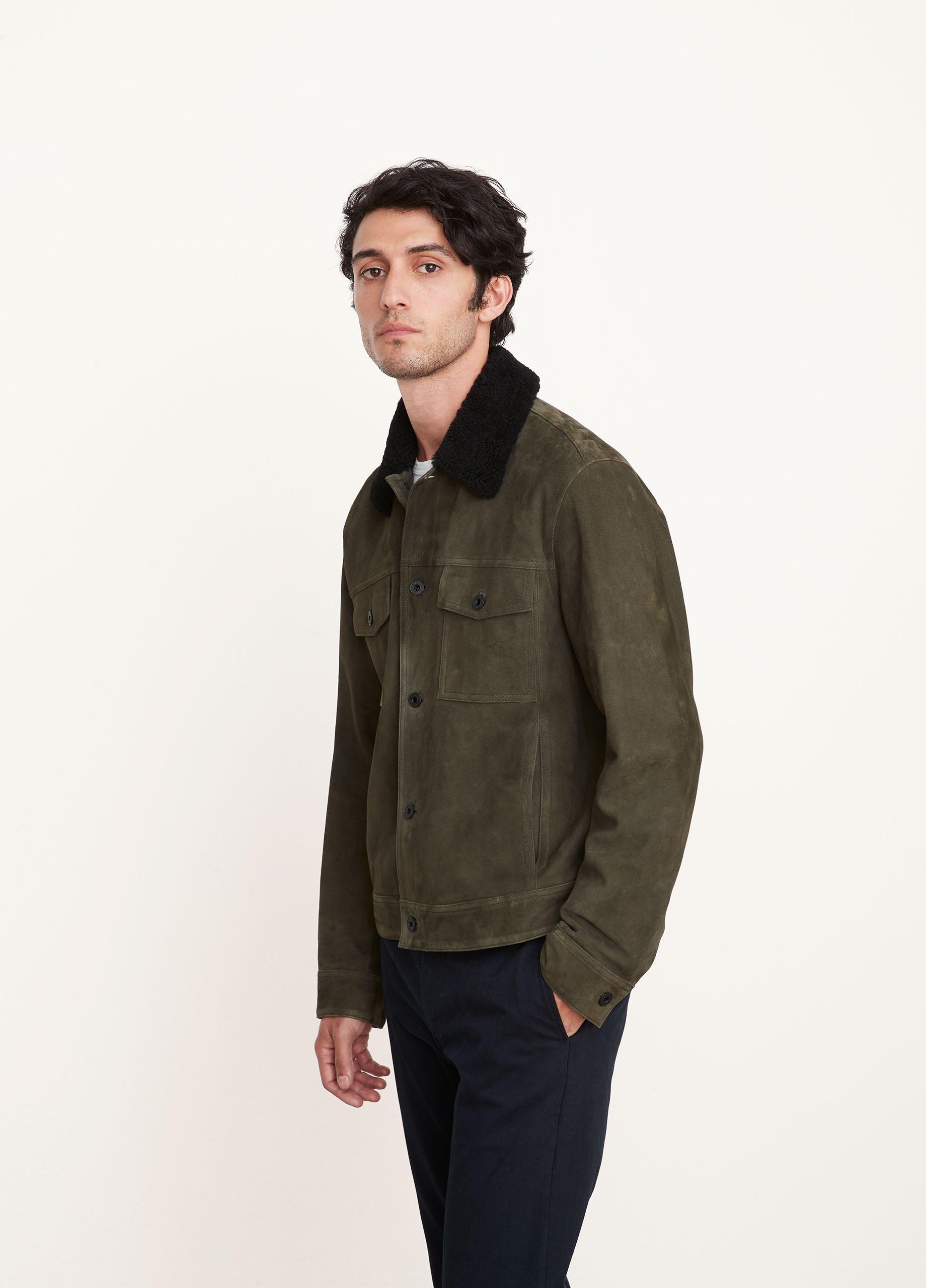 Suede Trucker Jacket in Jackets & Outerwear | Vince