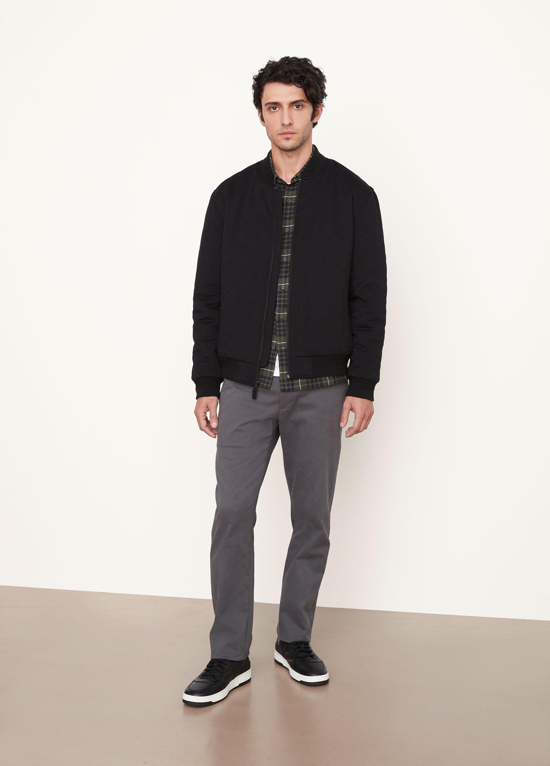 Quilted Mixed-Media Bomber Jacket image number 0