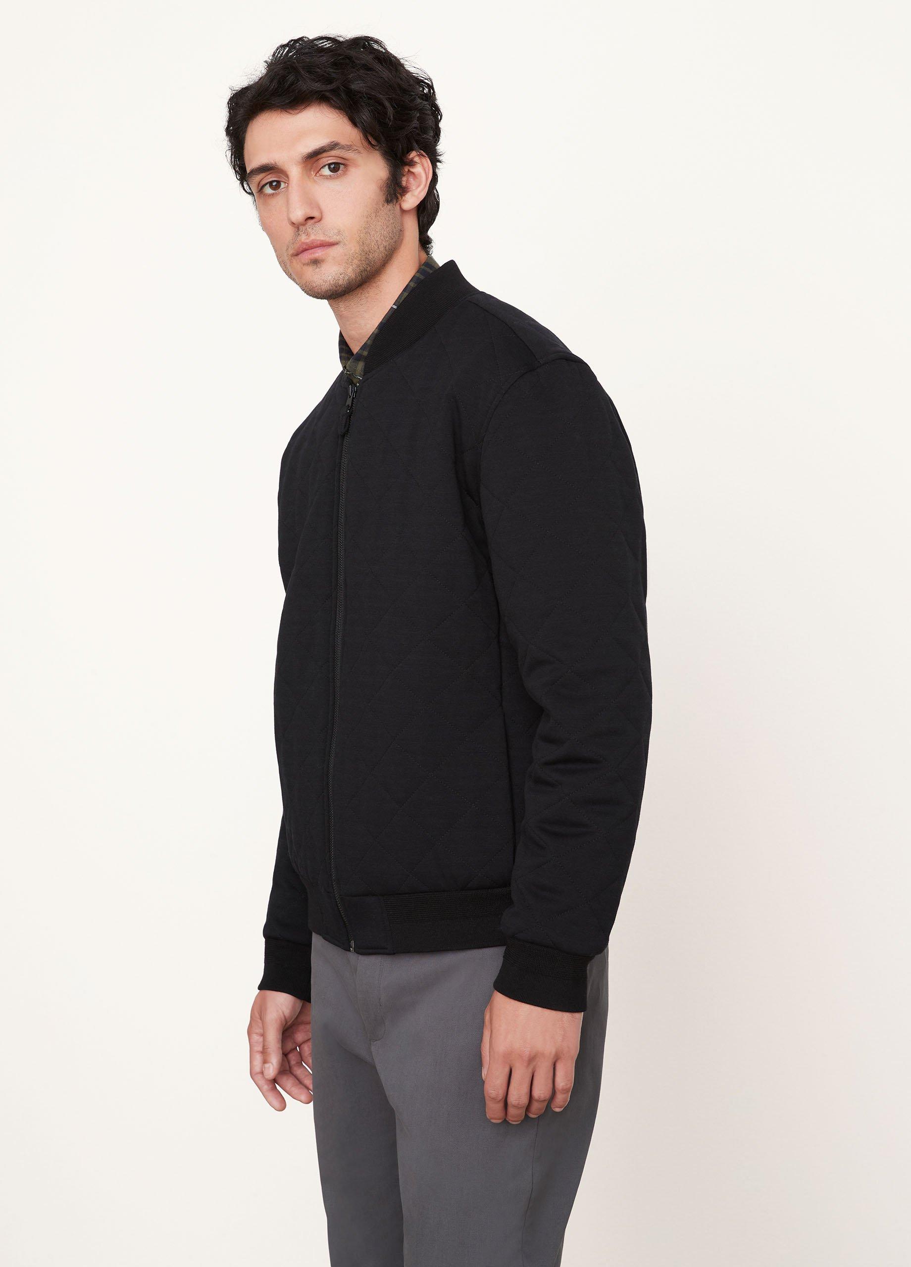 Quilted Mixed-Media Bomber Jacket image number 2