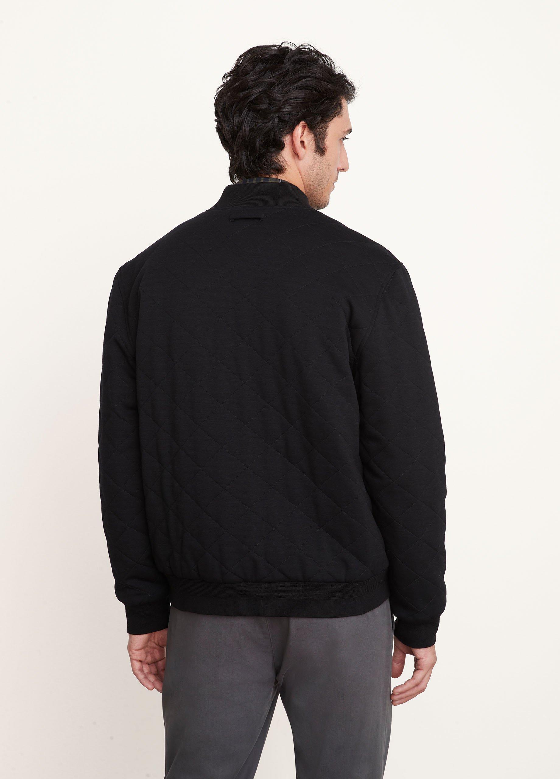 Quilted Mixed-Media Bomber Jacket image number 3