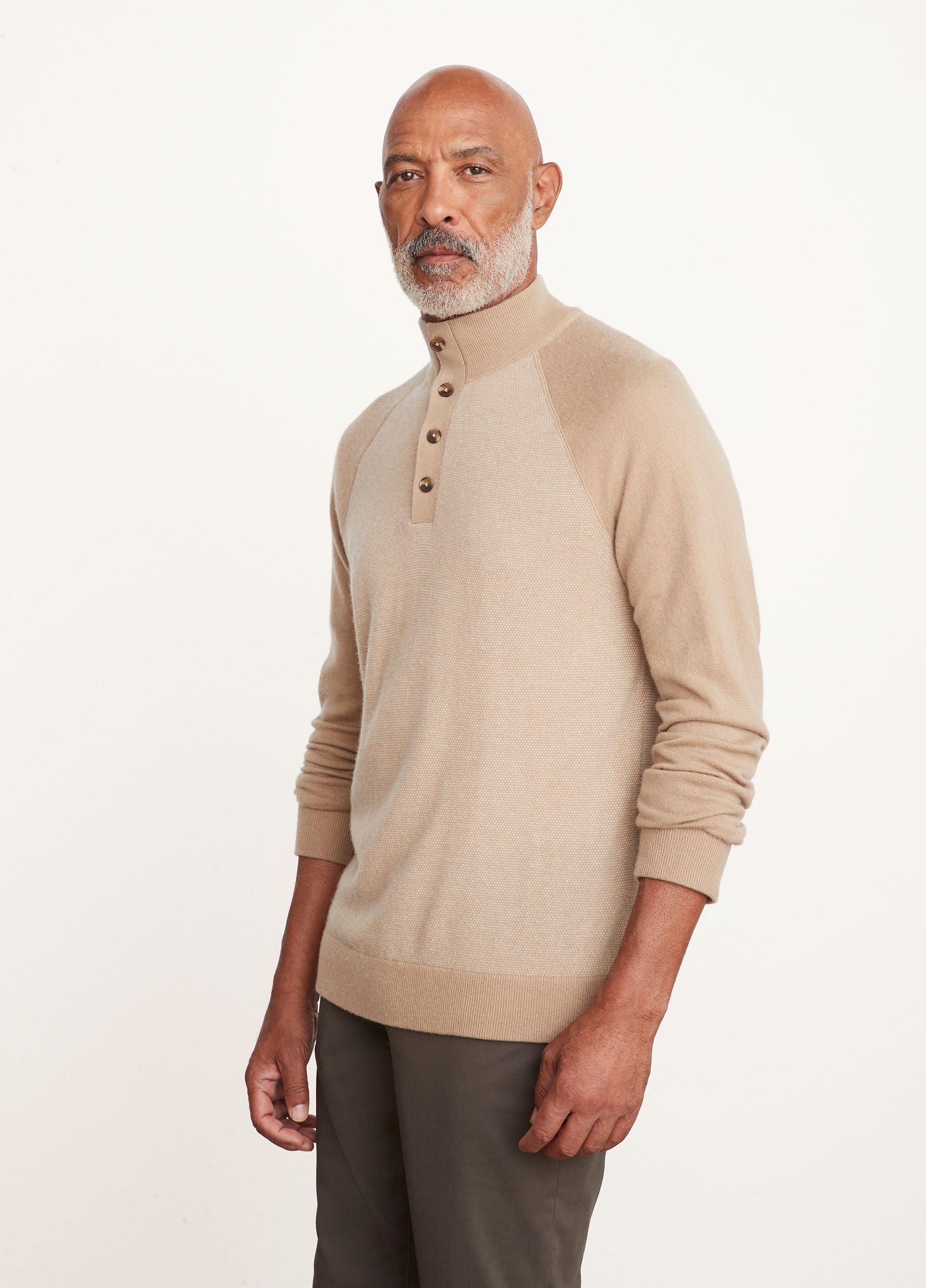 Birdseye Mock Neck Henley in Vince Products Men | Vince