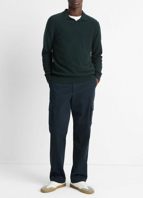 Plush Cashmere Johnny-Collar Polo