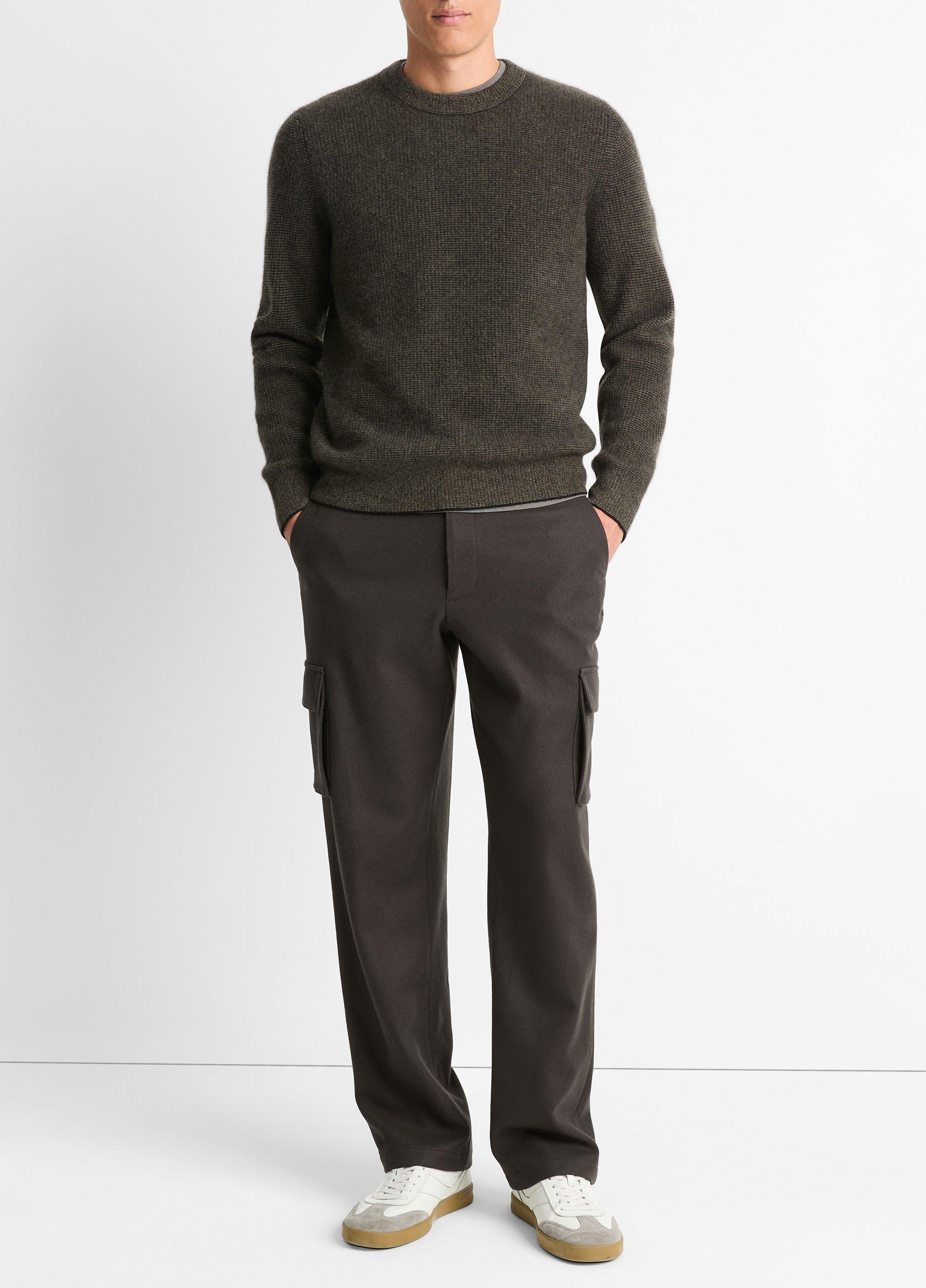 Men's Plush Cashmere Thermal Crew Neck Sweater, Black/frog, Size XXL Vince