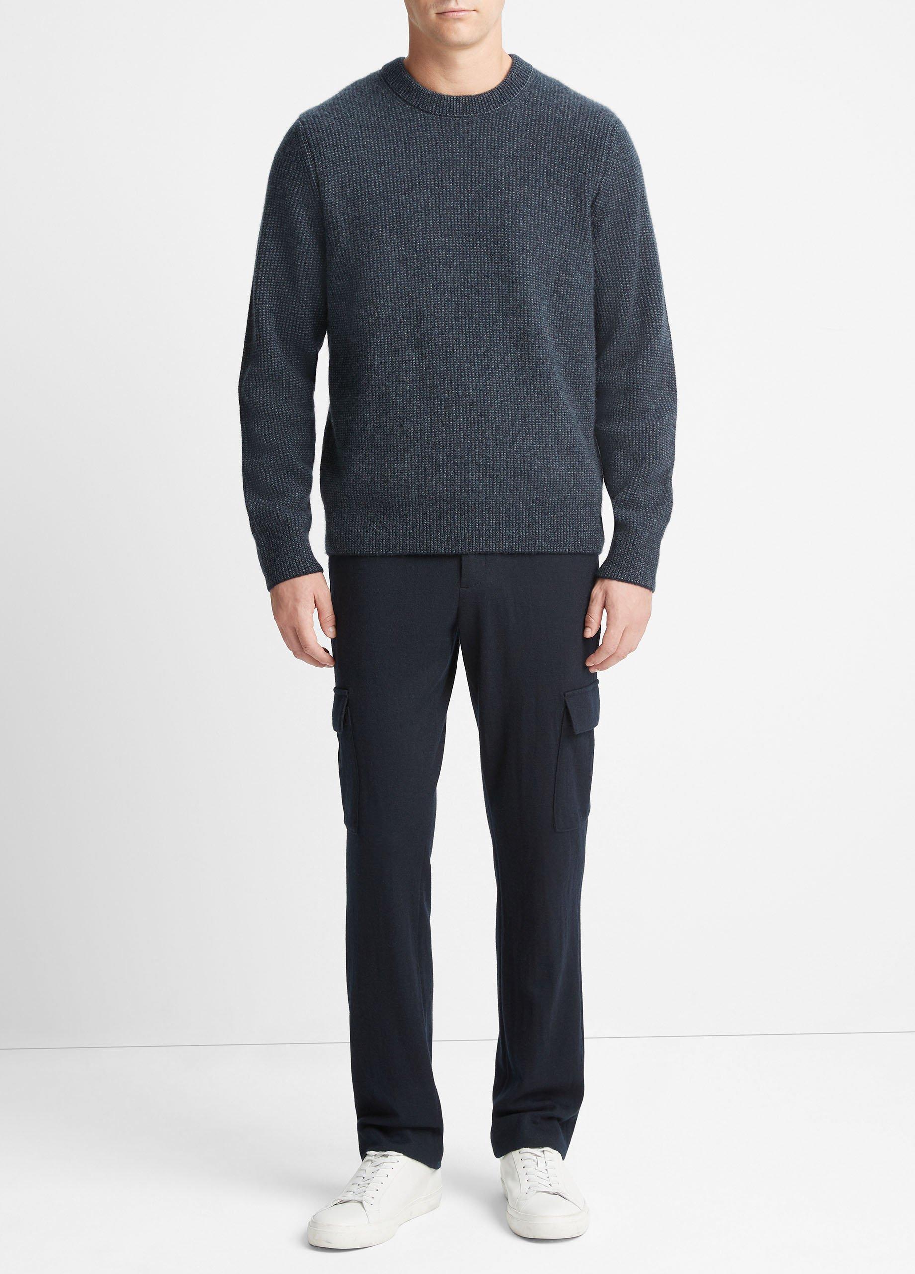 빈스 Vince Plush Cashmere Thermal Sweater,COASTAL BLUE COMBO