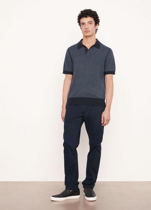 Wool and Cashmere Birdseye Short Sleeve Polo