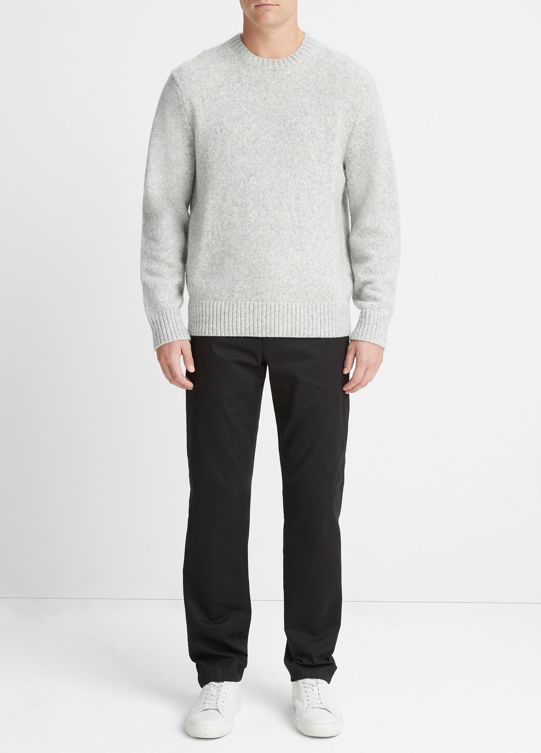 빈스 Vince Melange Long-Sleeve Crew Neck Sweater,LIGHT HEATHER GREY