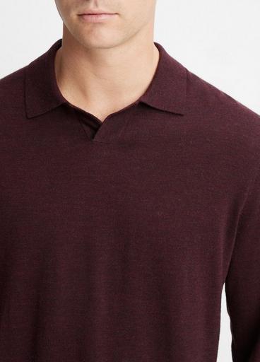 Merino Wool Long-Sleeve Johnny Collar Shirt image number 1