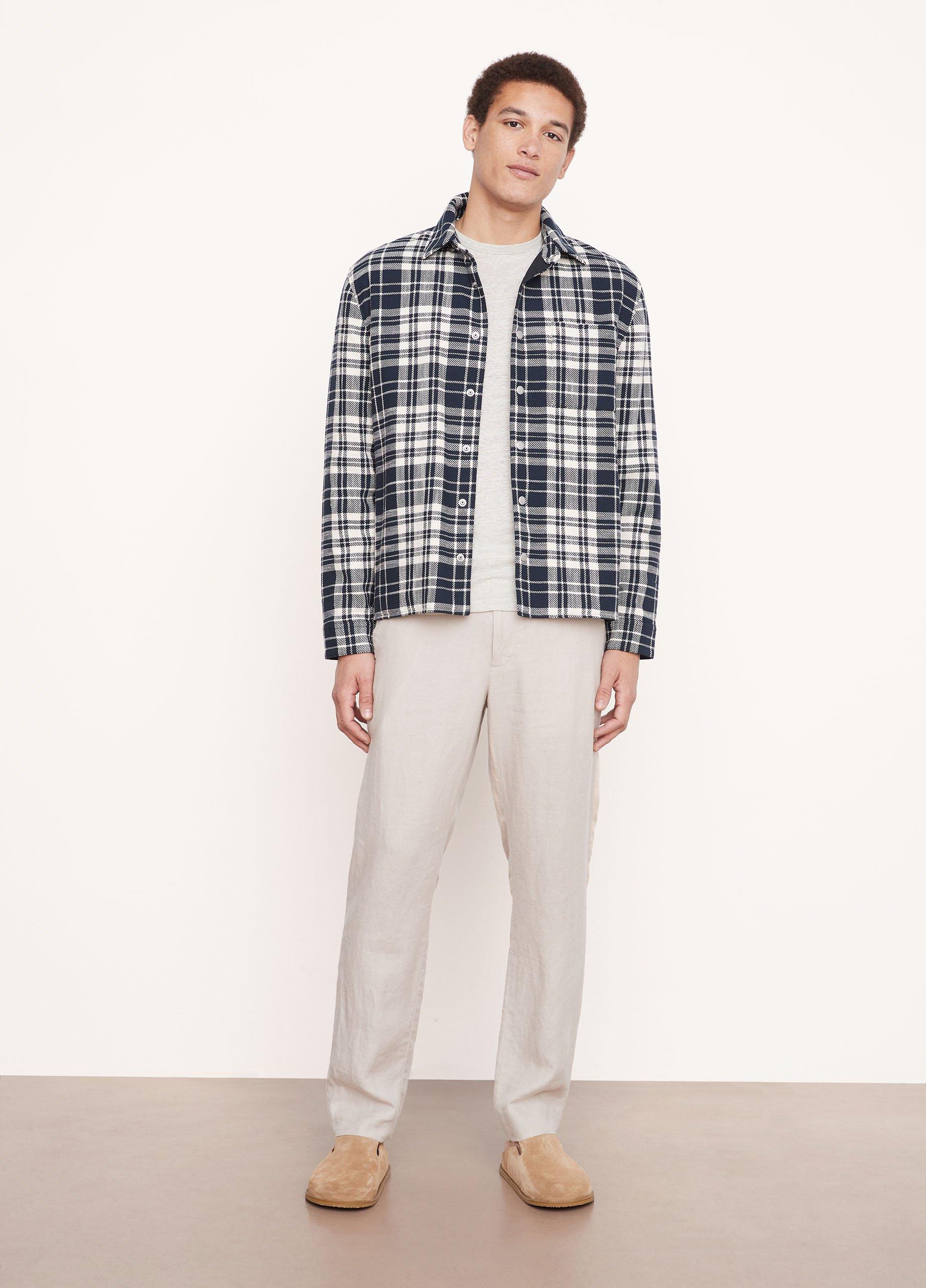 Textured Plaid Italian Cotton-Blend Overshirt image number 0