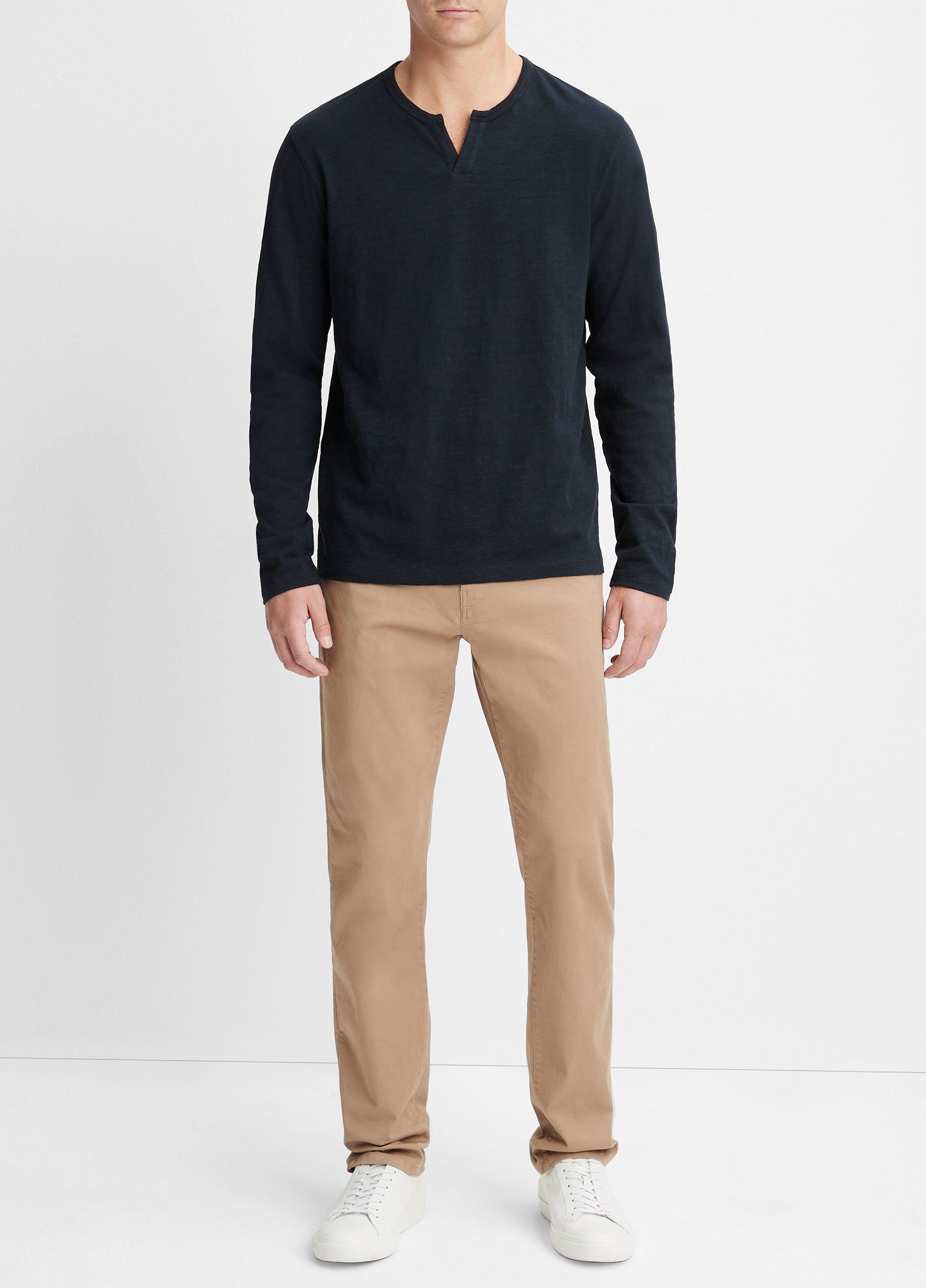 Slub Cotton Split-Neck T-Shirt image number 0