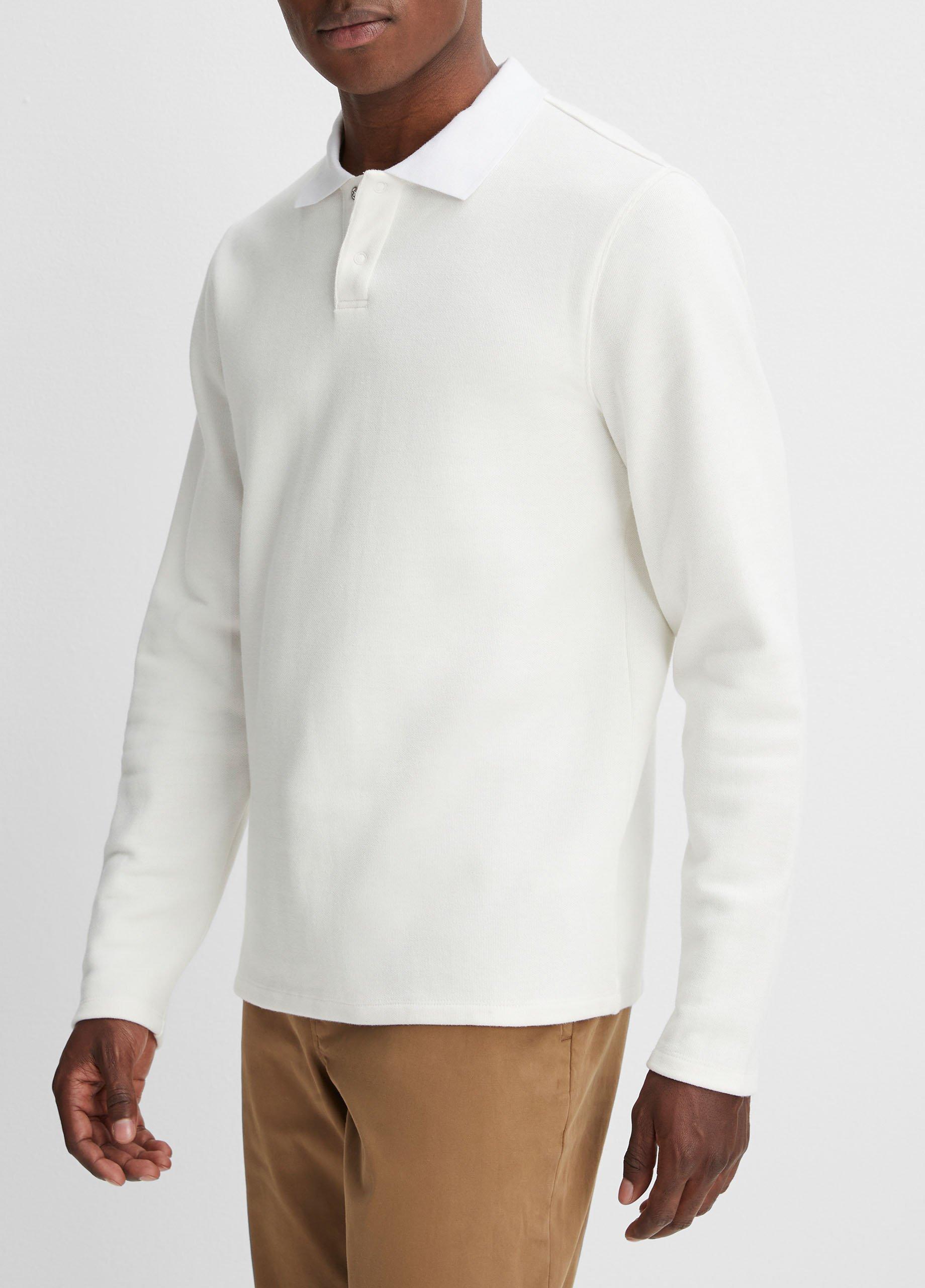 Vince Lace Stitch Long Sleeve Polo Shirt