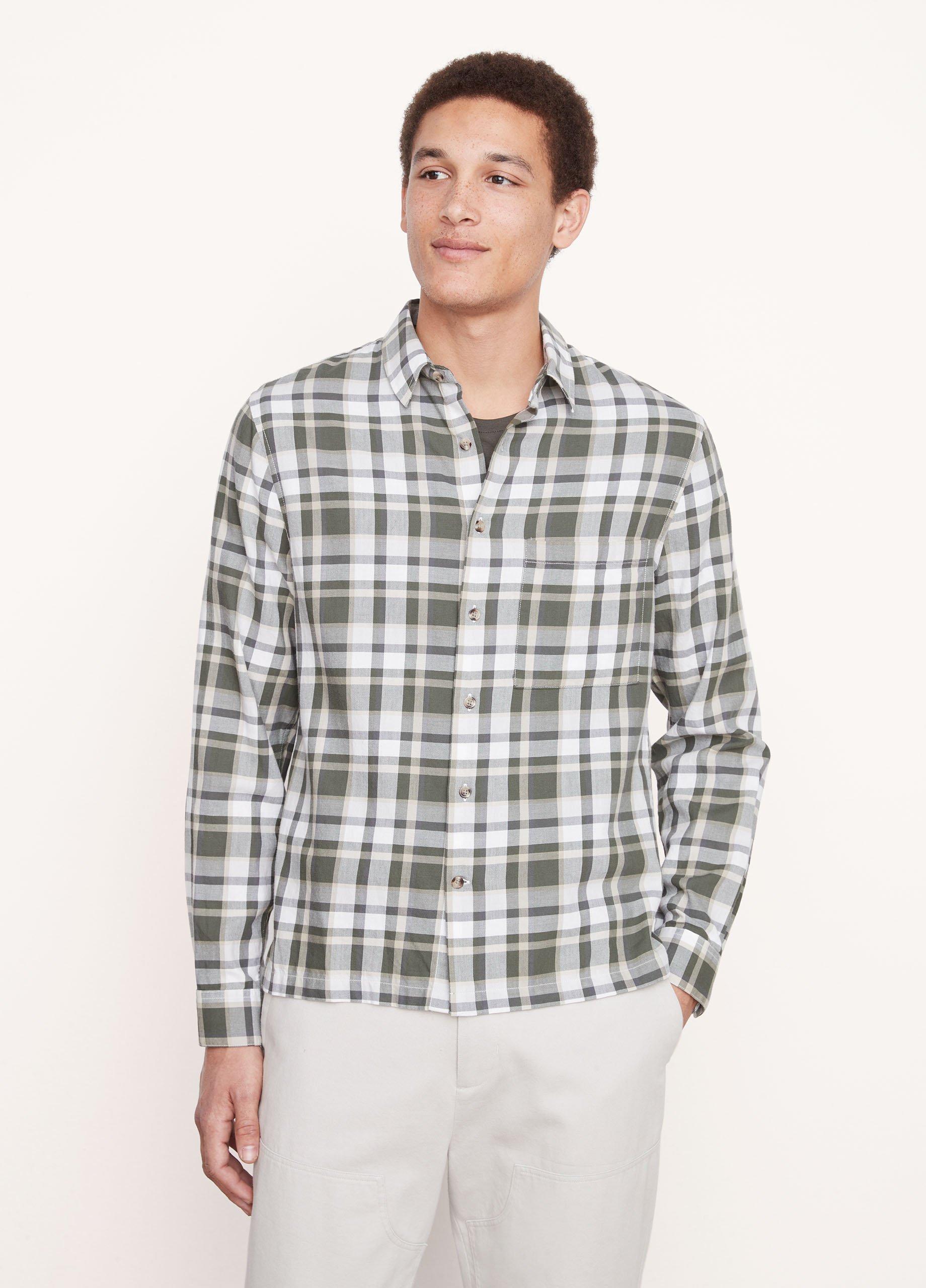 Maison Plaid Long Sleeve Shirt in Shirts | Vince