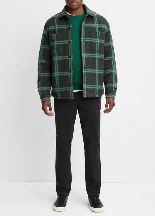 빈스 Vince Windowpane Sherpa-Lined Shirt Jacket,MIDNIGHT FOREST/MINERAL GREEN
