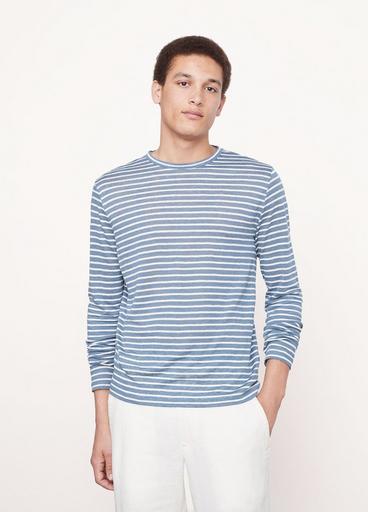 Linen Stripe Crew Neck T-Shirt image number 1