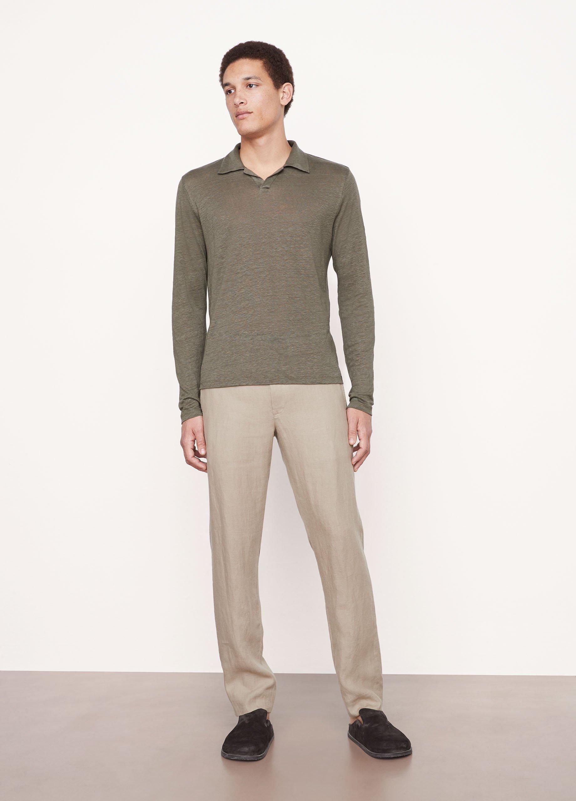 Linen Long Sleeve Johnny Collar Shirt image number 0