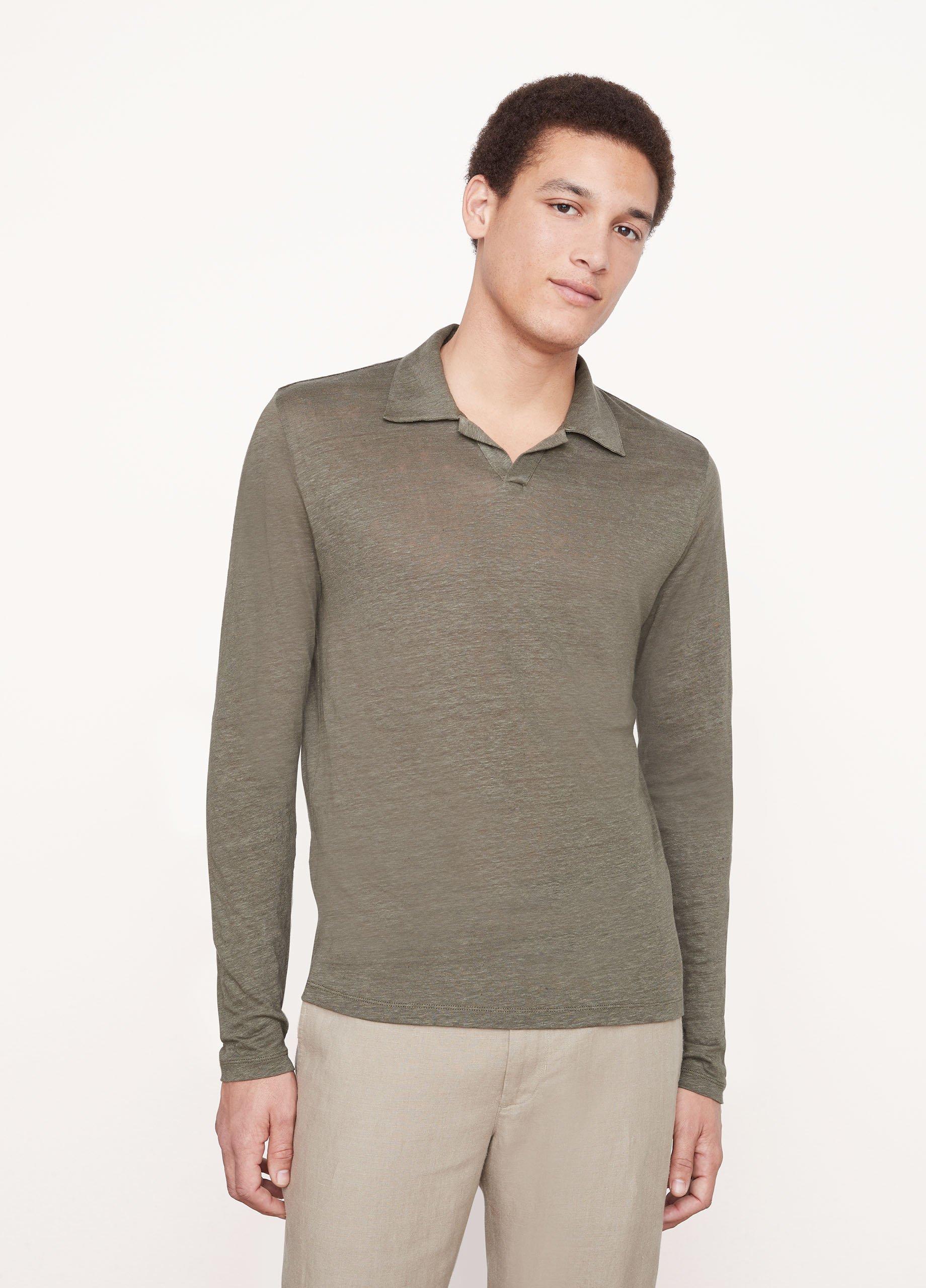 Linen Long Sleeve Johnny Collar Shirt image number 1