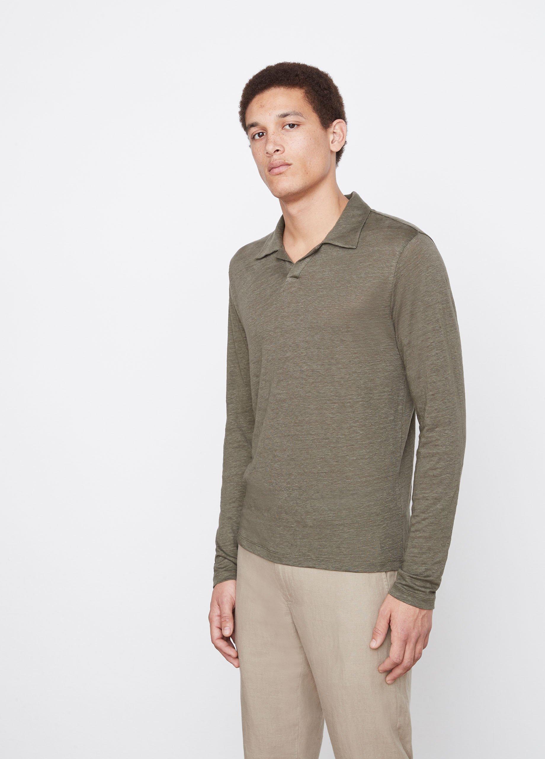Linen Long Sleeve Johnny Collar Shirt image number 2