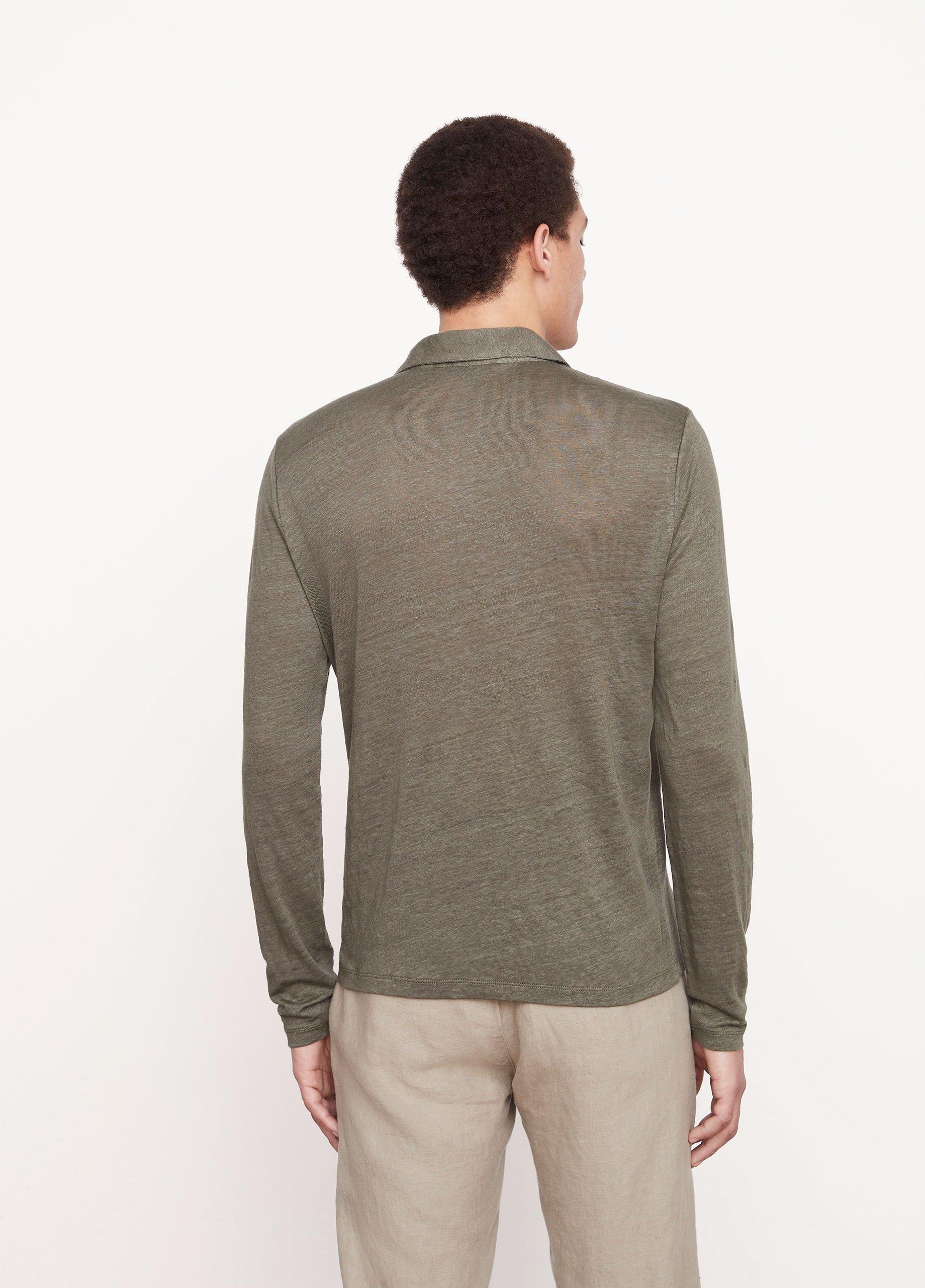 Linen Long Sleeve Johnny Collar Shirt image number 3