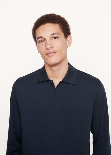 Heavyweight Pima Cotton Long Sleeve Polo Shirt image number 1