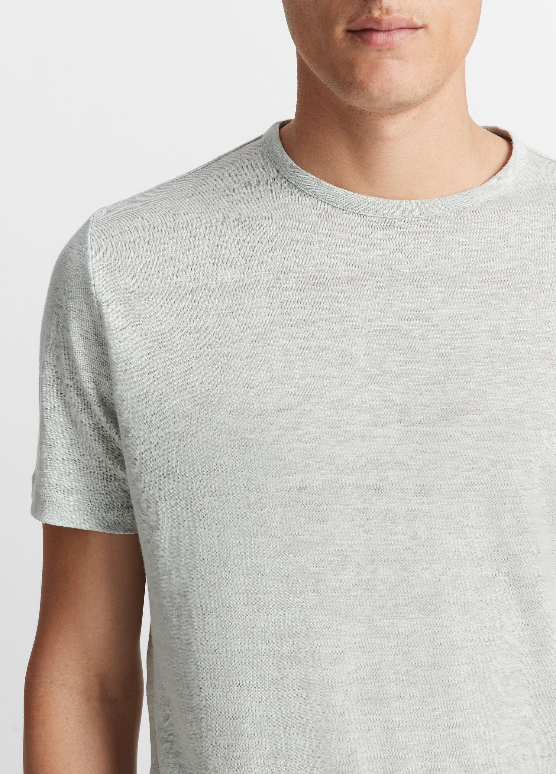 Linen Crew Neck T-Shirt in Vince Products Men