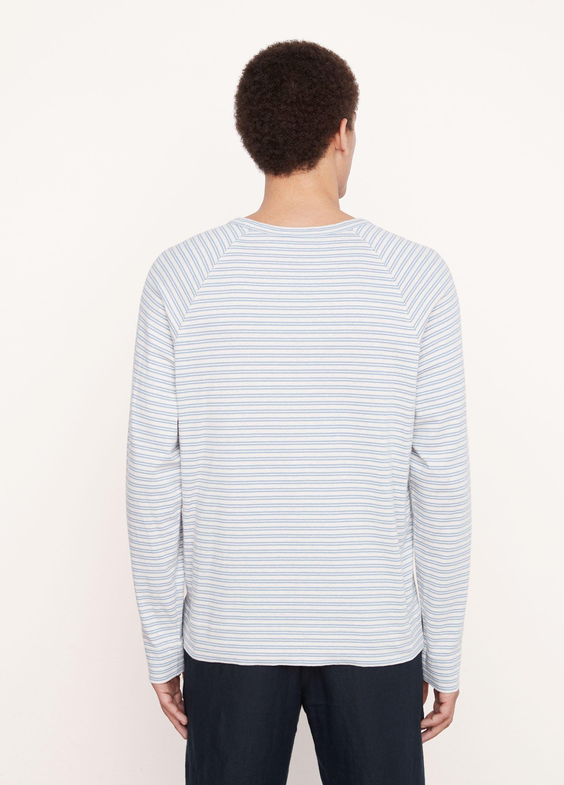 Stripe Gauzy Long Sleeve Crew Neck T-Shirt in Tees & Hoodies | Vince