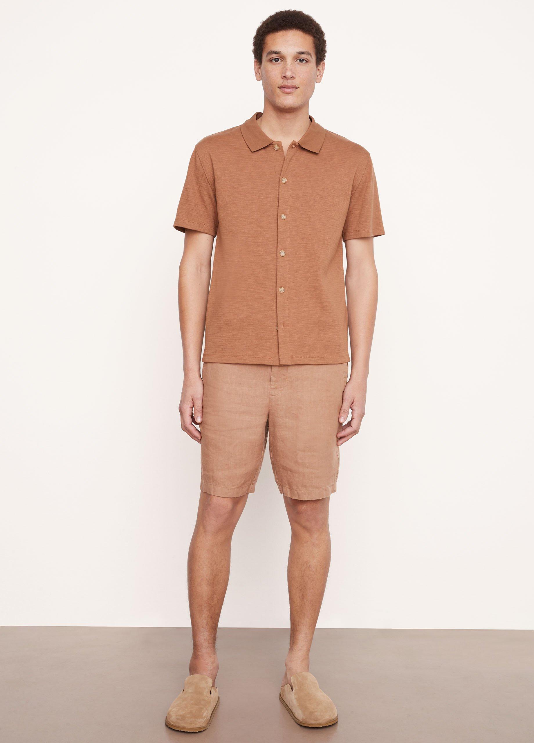 Variegated Jacquard Short Sleeve Button Down in Vince Products