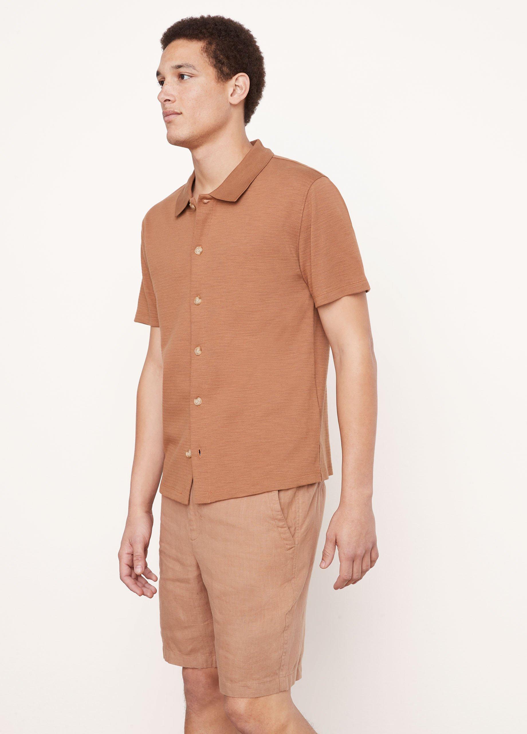 Variegated Jacquard Short Sleeve Button Down in Vince Products