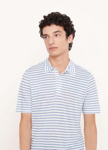 Stripe Linen Polo Shirt in Vince Products Men | Vince