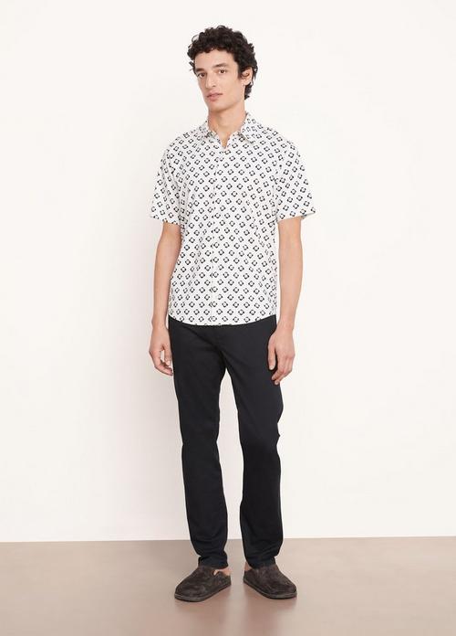 Pima Cotton Geo Floral-Printed Short Sleeve Button-Down Shirt