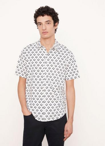 Pima Cotton Geo Floral-Printed Short Sleeve Button-Down Shirt image number 1