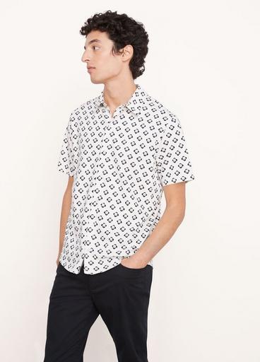 Pima Cotton Geo Floral-Printed Short Sleeve Button-Down Shirt image number 2