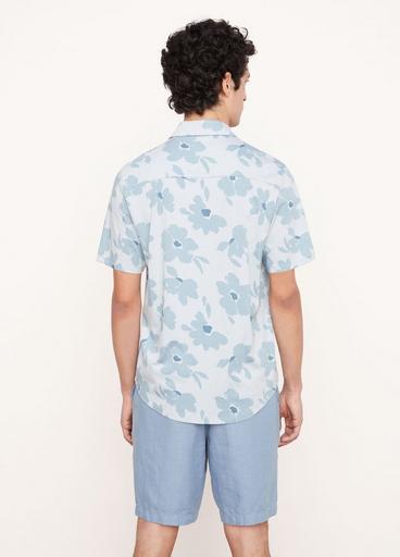 Pima Cotton Painterly Print Short Sleeve Button Down Shirt image number 3