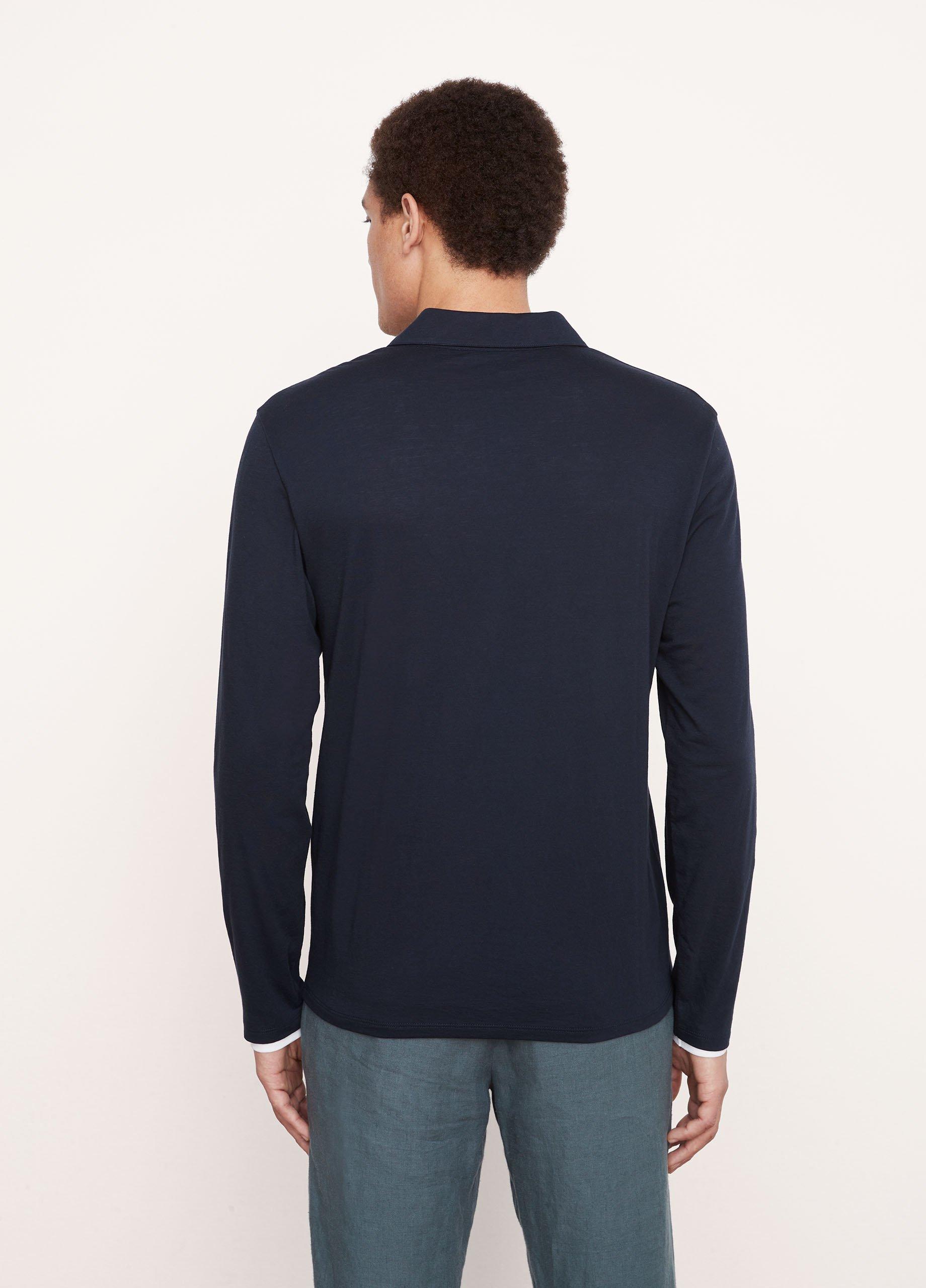 Pima Cotton Double-Layer Long Sleeve Johnny Collar Shirt in Tees