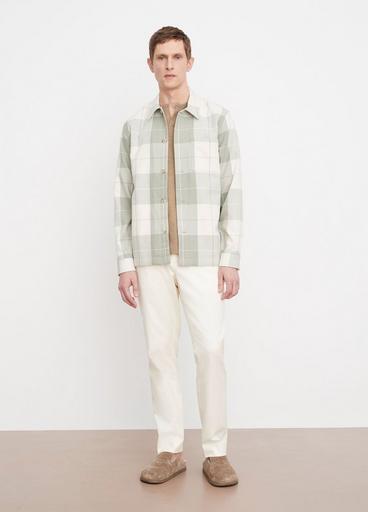 Stone Plaid Button-Front Overshirt image number 0