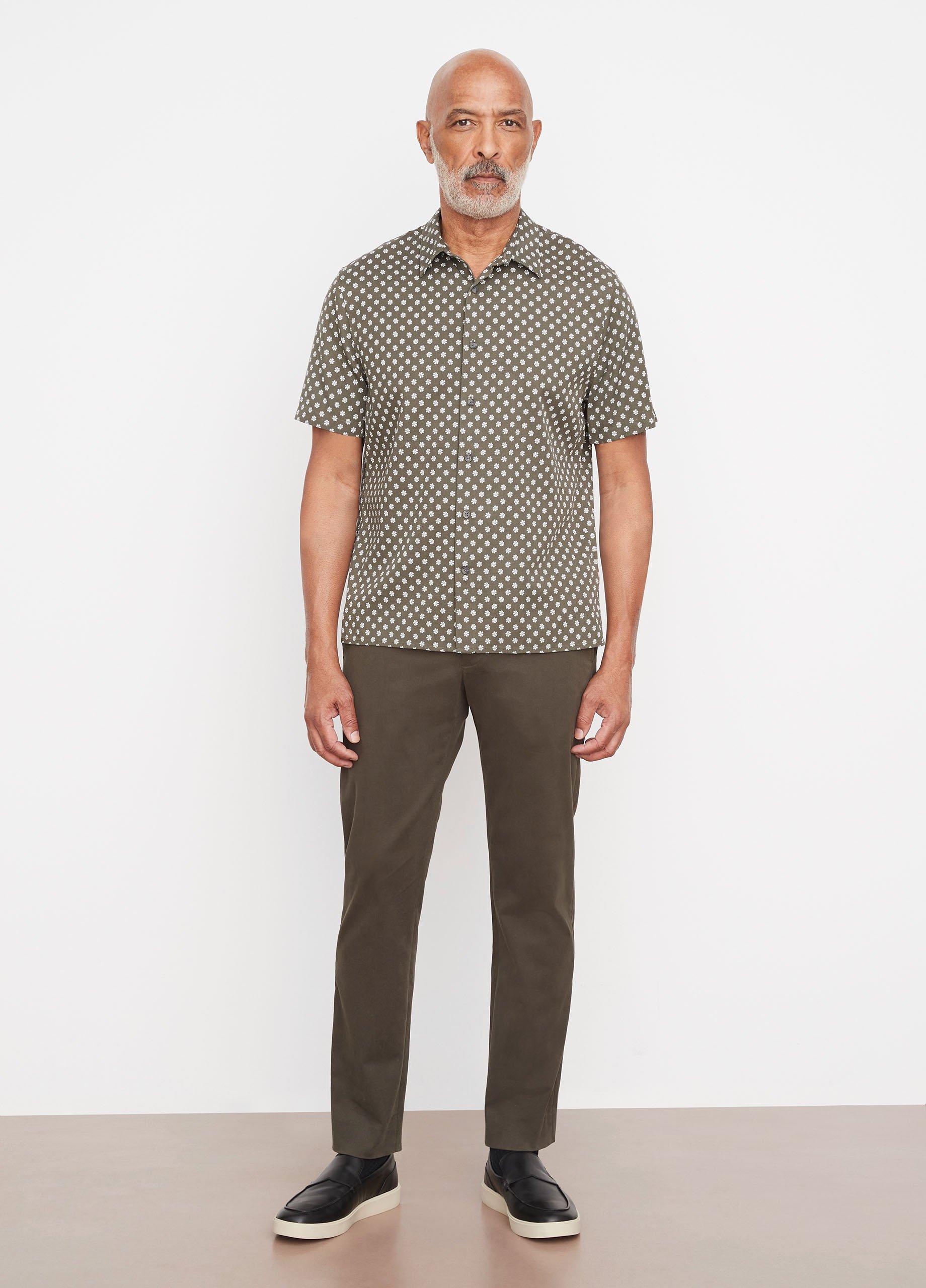 빈스 Vince 코스mo Floral-Print Short-Sleeve Shirt,CYPRESS/BONE
