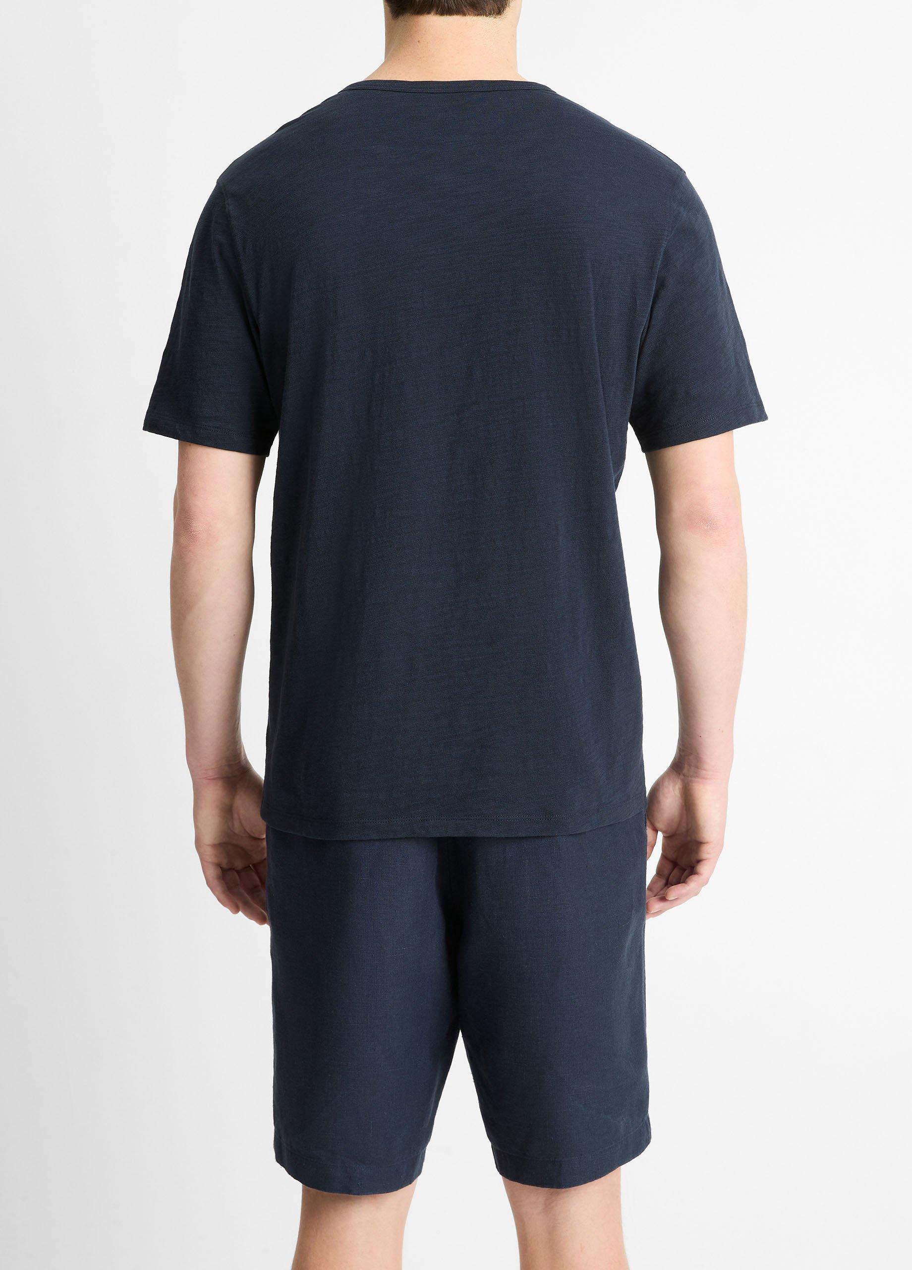 Slub Cotton Split-Neck T-Shirt in Short Sleeve | Vince Slub Cotton Split-Neck T-Shirt in Short Sleeve | Vince