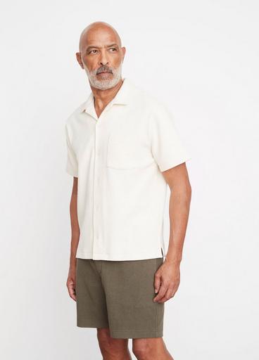 Bouclé Short-Sleeve Button-Front Shirt image number 2