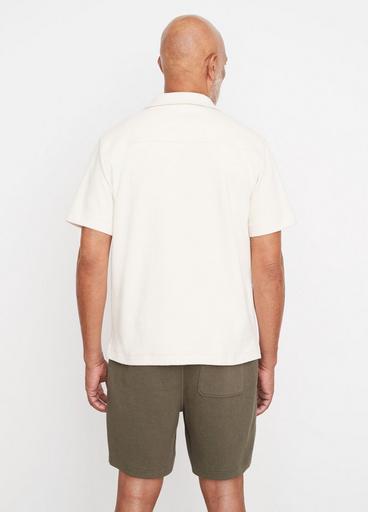 Bouclé Short-Sleeve Button-Front Shirt image number 3