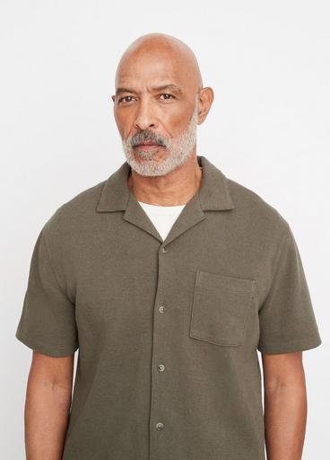 Bouclé Short-Sleeve Button-Front Shirt image number 1