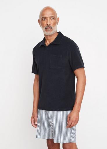 Terry Short-Sleeve Johnny Collar T-Shirt image number 2