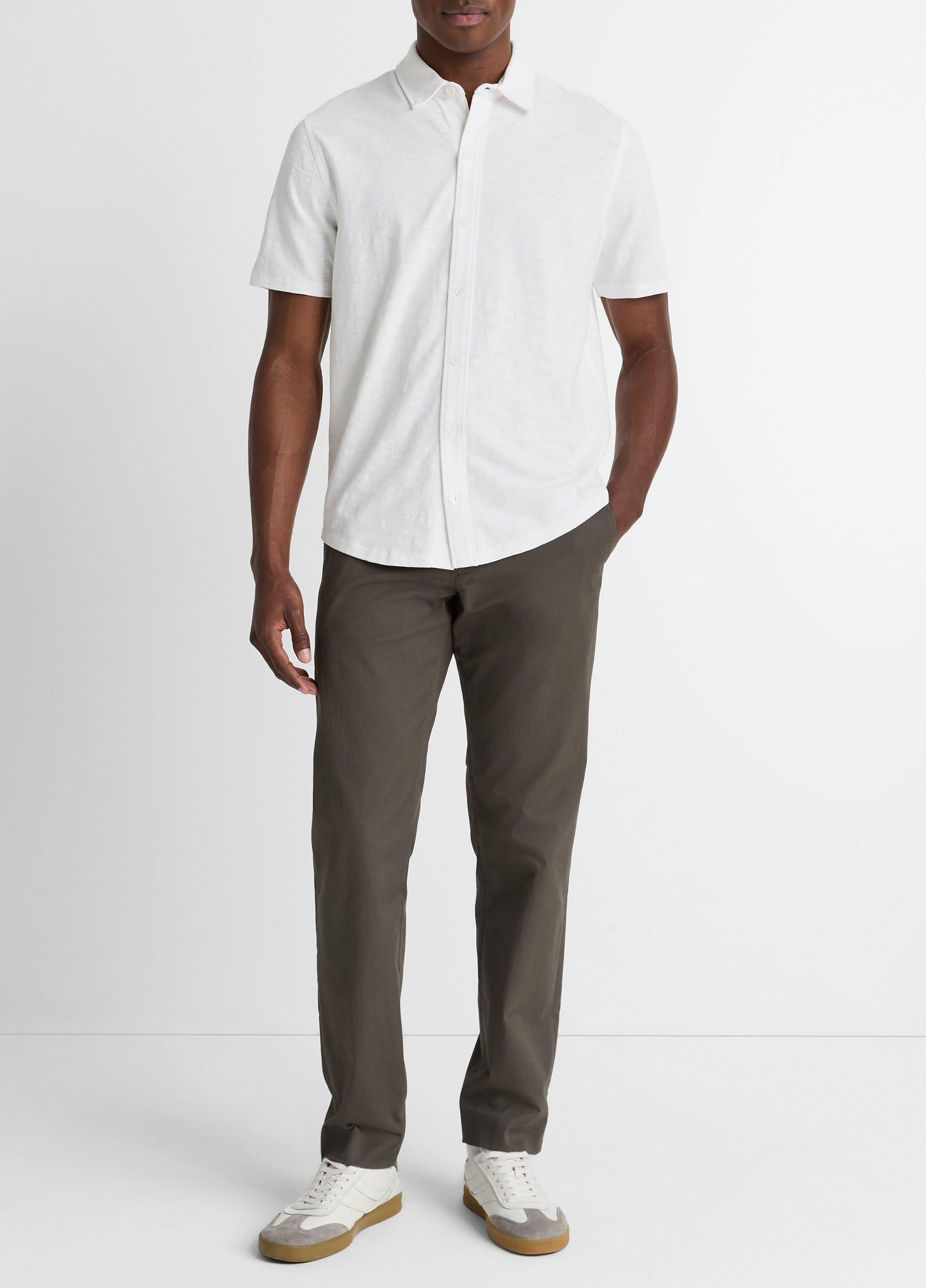 Heavy Slub-Cotton Button-Front Shirt in Vince Products Men | Vince