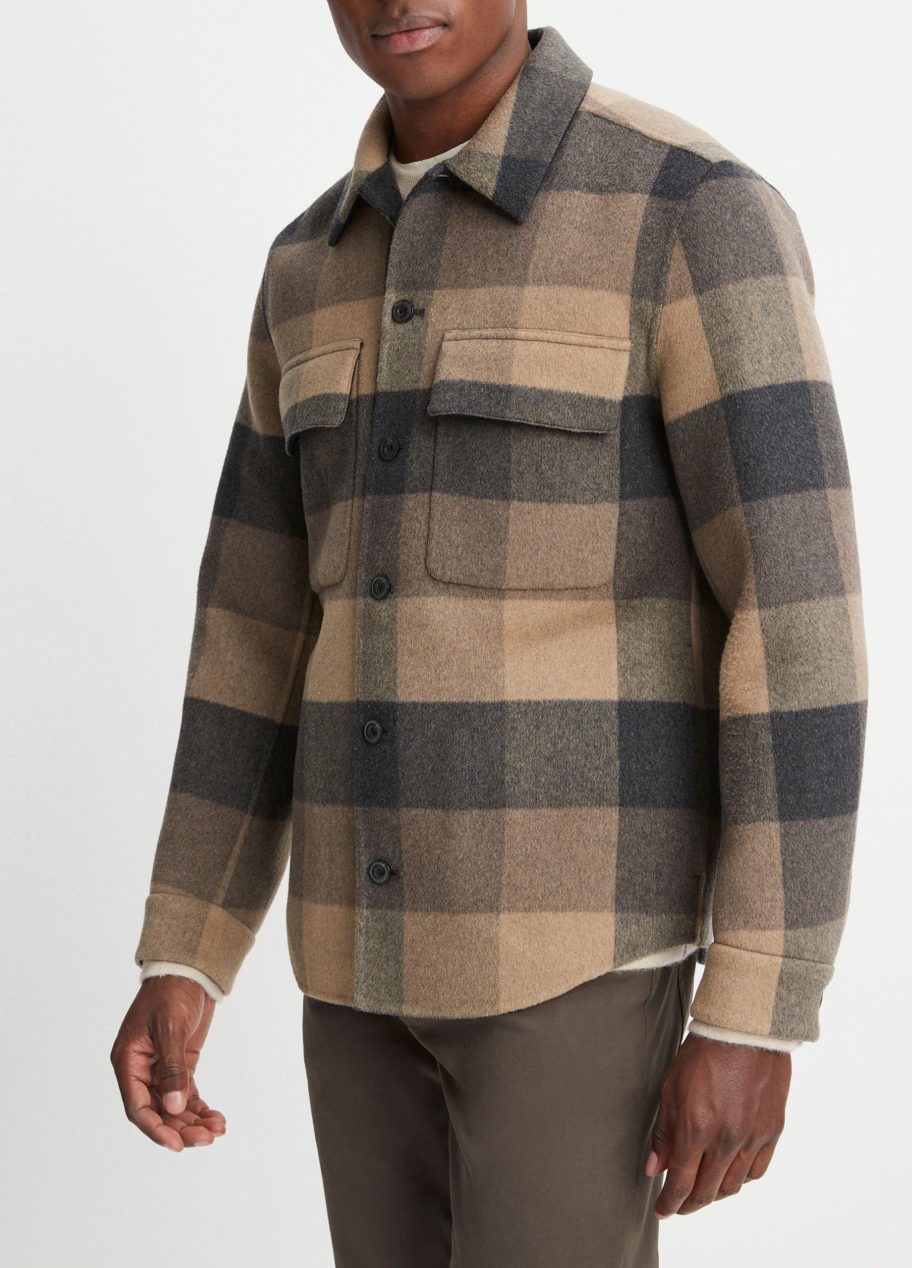 Vince check hot sale plaid wool coat