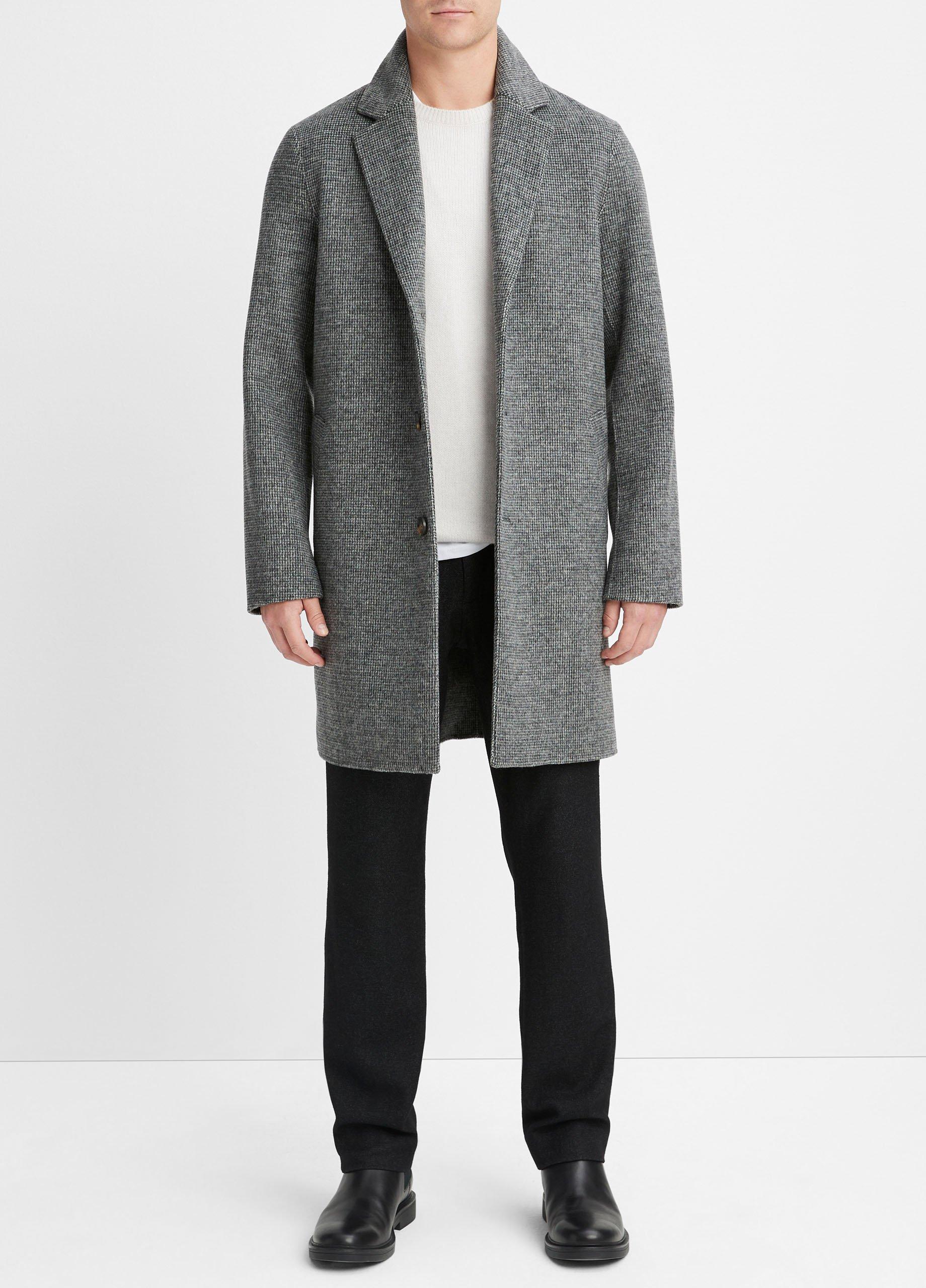 빈스 Vince Splittable Wool-Blend Coat,HEATHER BLACK