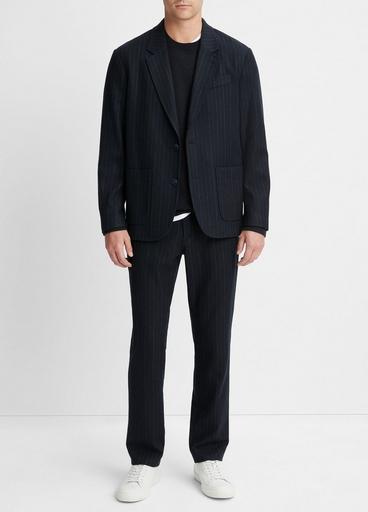 Pinstripe Virgin Wool-Blend Flannel Blazer in Jackets & Outerwear | Vince