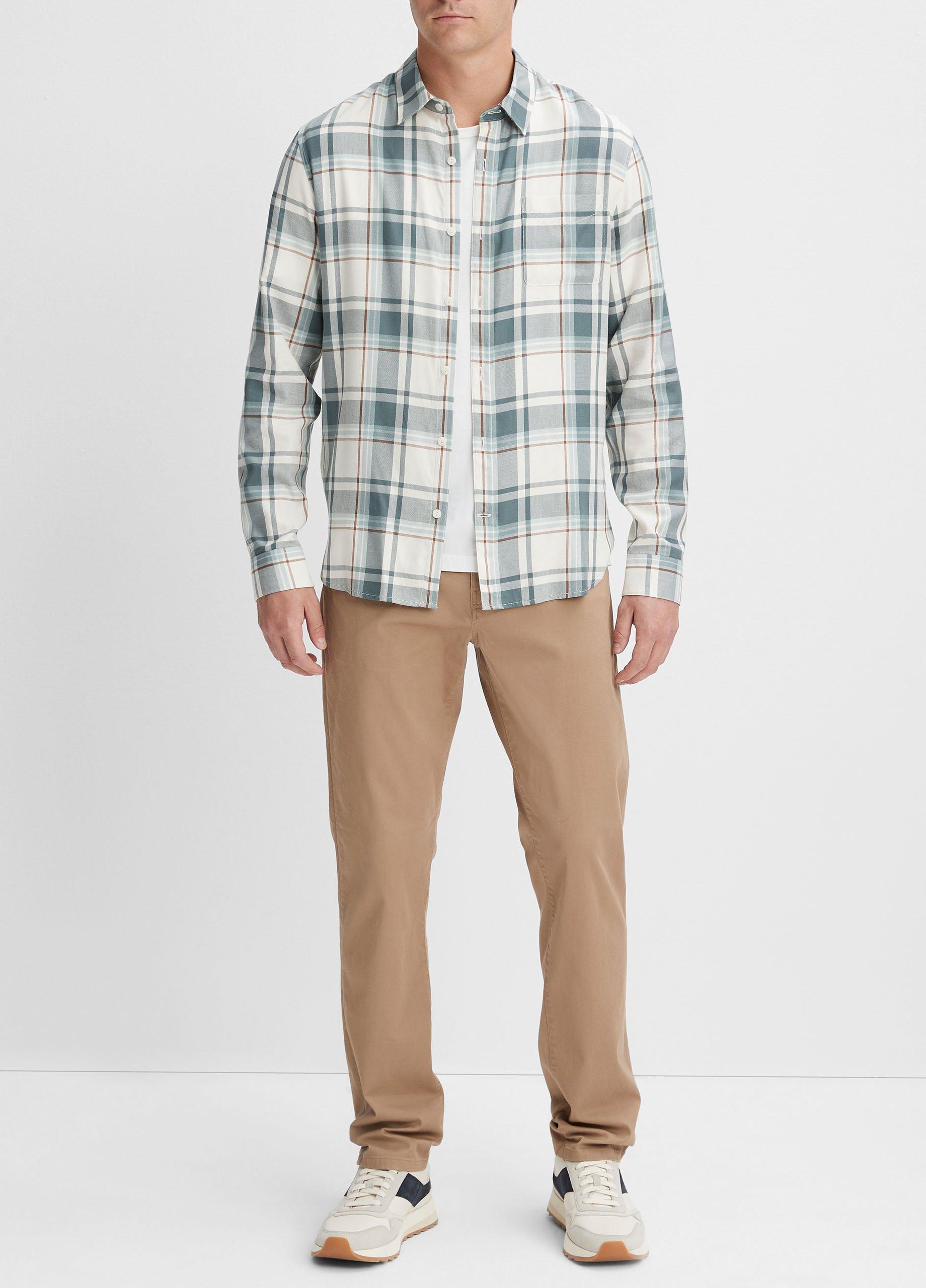 빈스 Vince Manchester Plaid Shirt,BONE/DUSTY TEAL