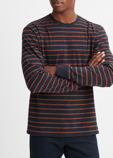 Stripe Sueded Cotton Jersey Long-Sleeve T-Shirt image number 1
