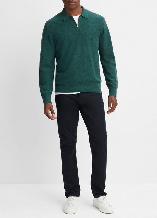 빈스 Vince Plush Cashmere Quarter-Zip Sweater,LIGHT DEEP TEAL